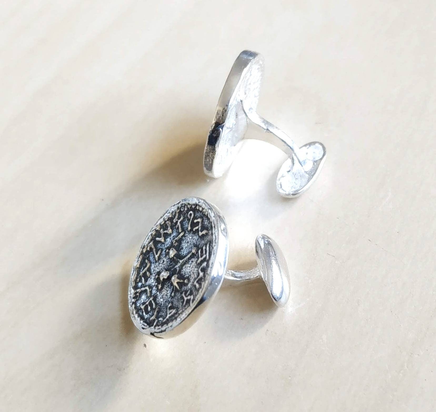 Sterling Silver Jewish Revolt Coin Cufflinks, Bar Mitzvah Gift Barr Designs