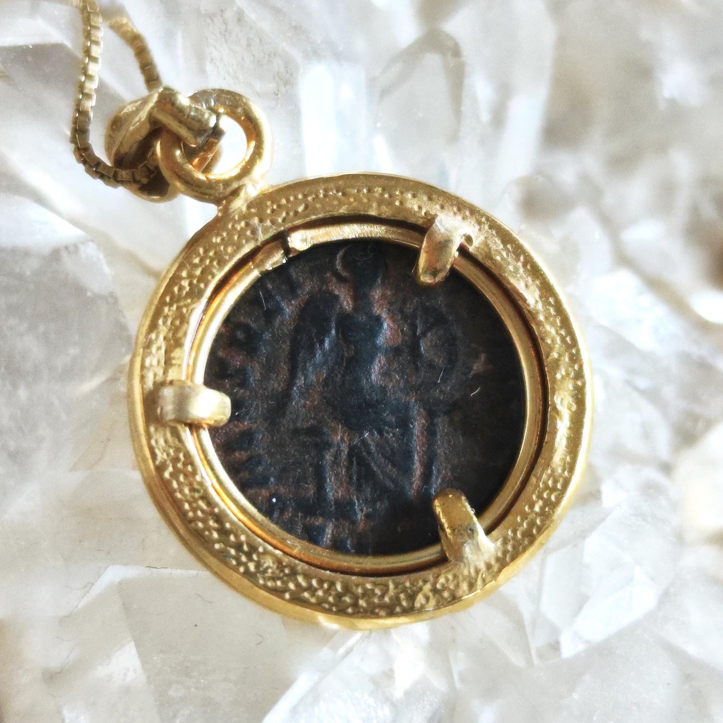 Ancient Roman Coin Necklace: Empress Aelia Eudoxia Christian Orthodox Medallion, Gold Plated Barr Designs