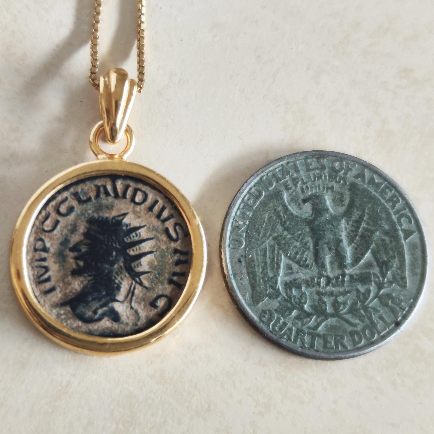 Emperor Claudius Roman Coin Necklace, Ancient Coin Pendant Medallion, Vintage Gift Idea, History Lover Jewelry