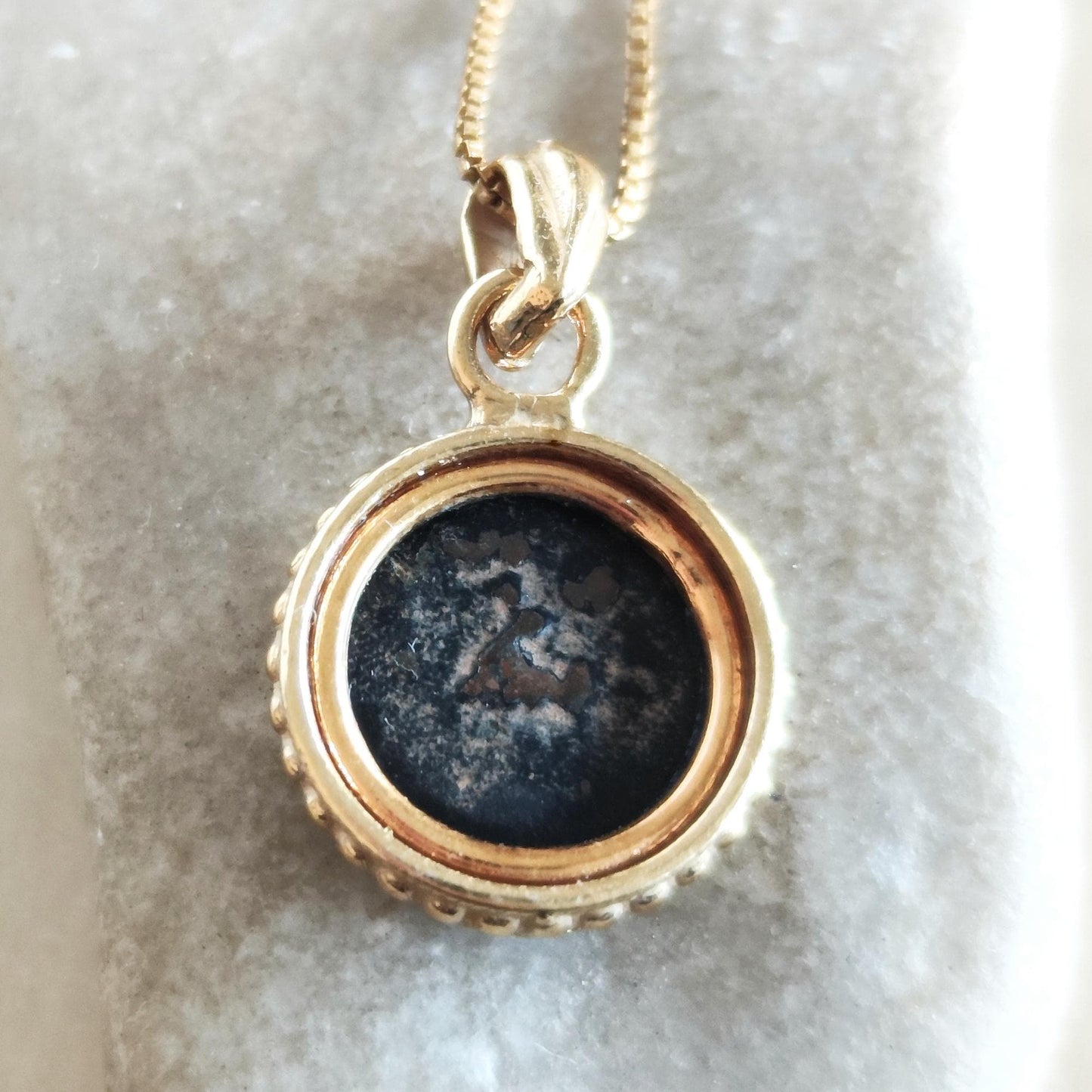 Mark 12:41 Genuine widow's mite Coin Pendant, Biblical Coin Gold Plated Small Necklace Barr Designs