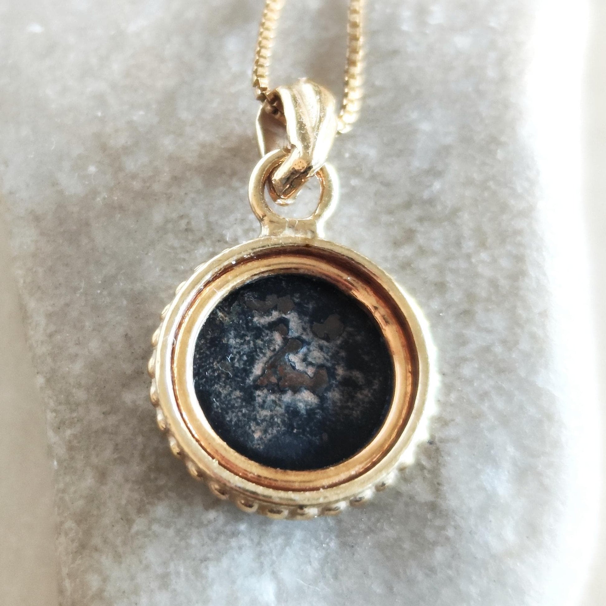 Mark 12:41 Genuine widow's mite Coin Pendant, Biblical Coin Gold Plated Small Necklace Barr Designs
