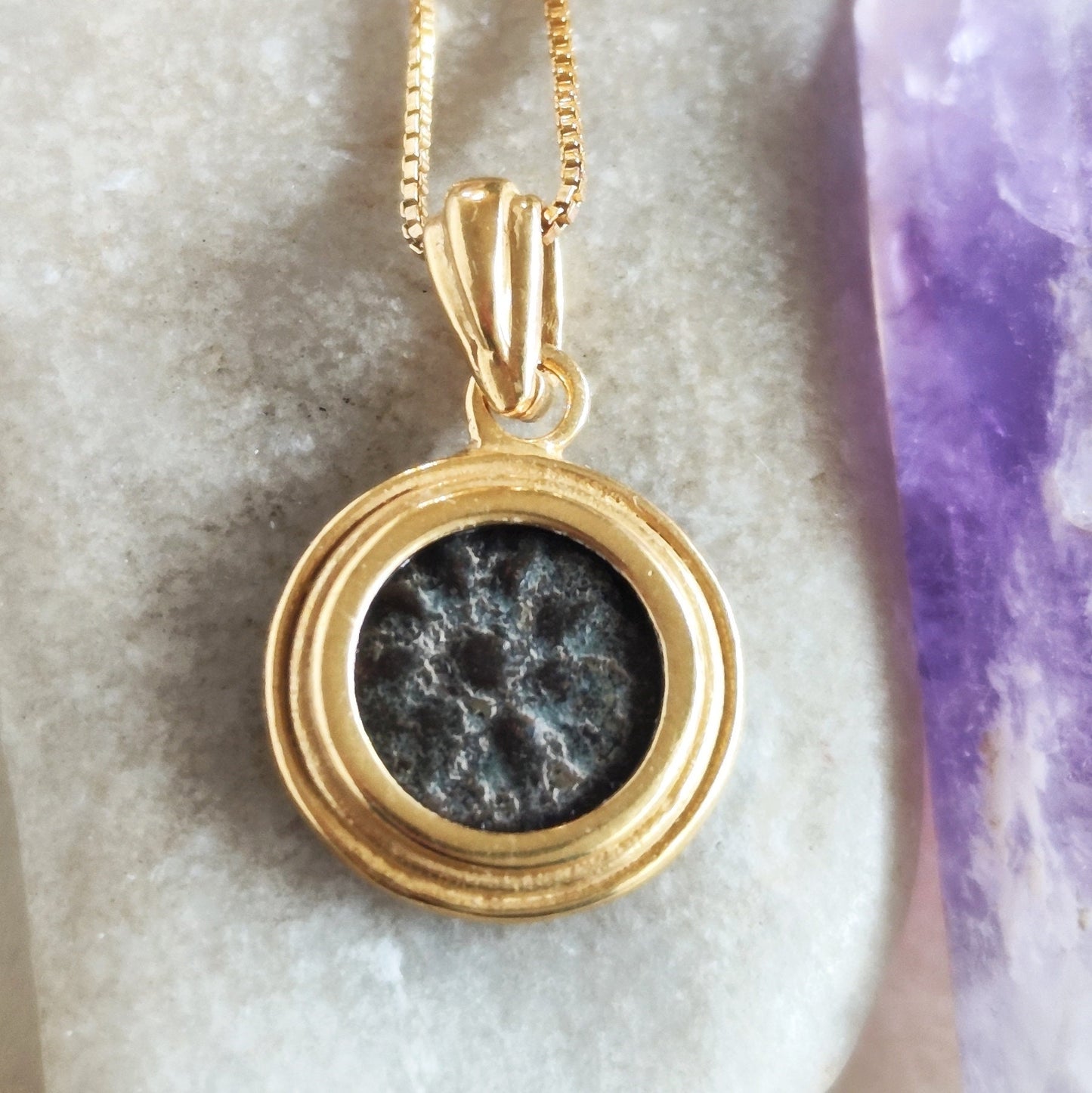 Authentic widow's mite coin necklace, Biblical Coin Medallion, Ancient Judea bronze Prutah, Christian Jesus jewelry, women vintage gift idea