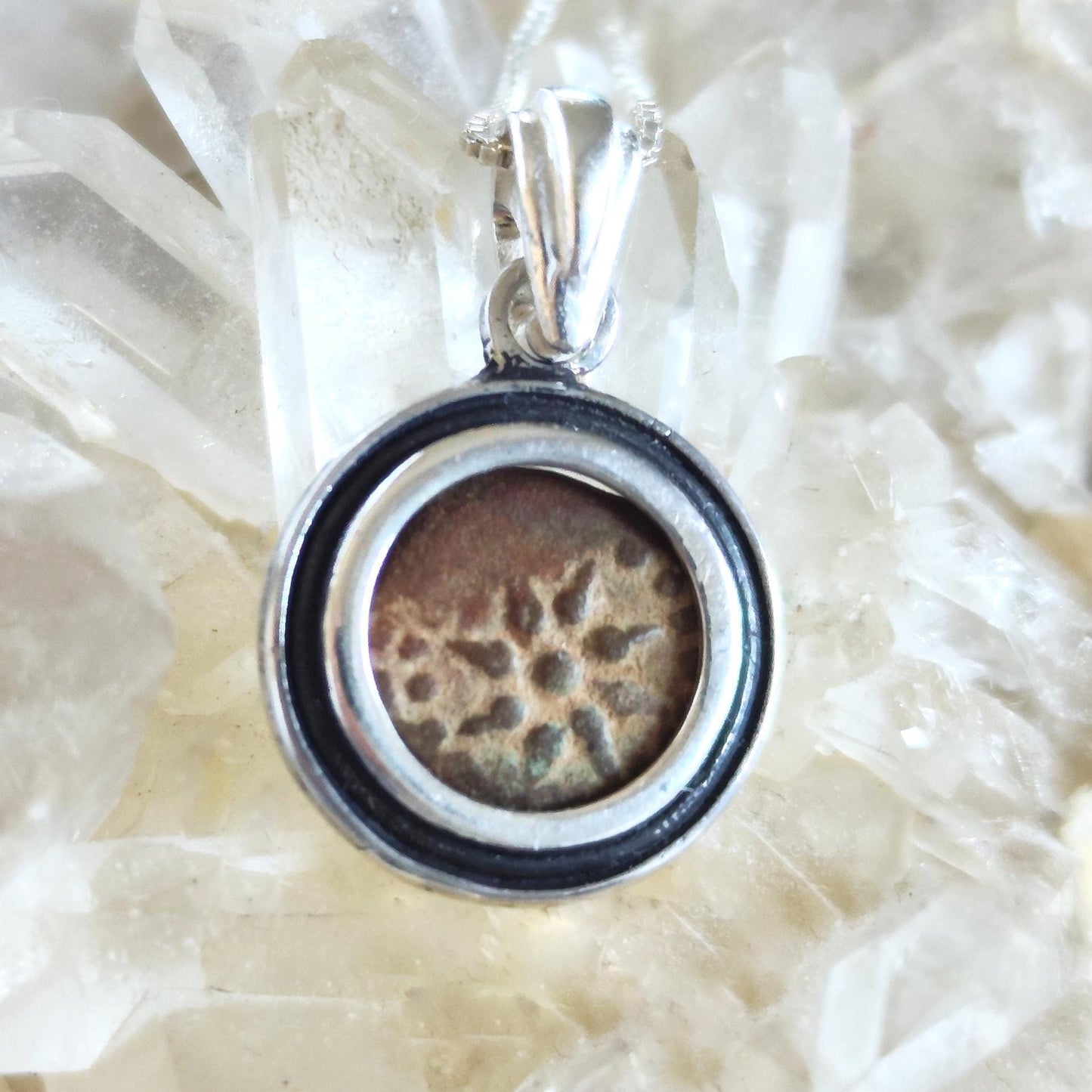Genuine biblical widow mite coin necklace, Christian men medallion, antique minimalist silver charm, small Jesus pendant, Christmas Gift