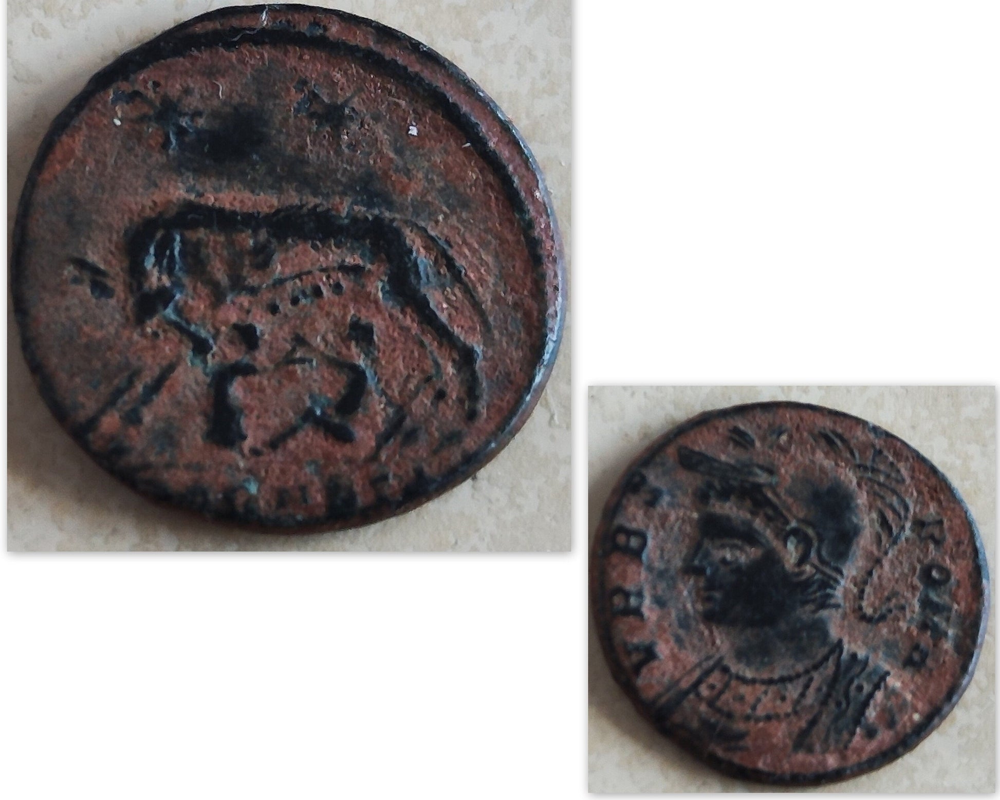 Romulus & Remus Coin Pendant: Genuine Roman Bronze, Gold Plated Sterling Silver Barr Designs