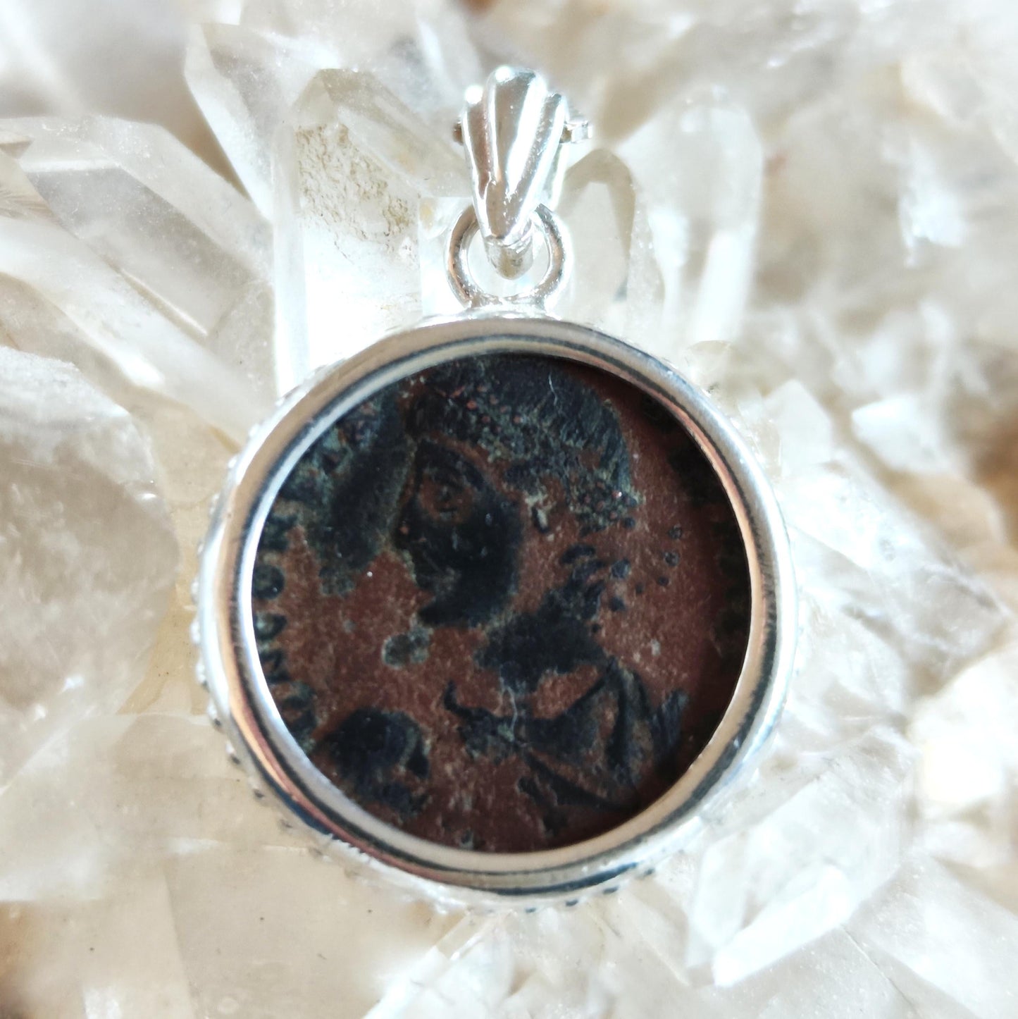 Antique Roman Coin Silver Necklace: Son of Constantine Medallion, Ancient Constans Constantius II Pendant Barr Designs