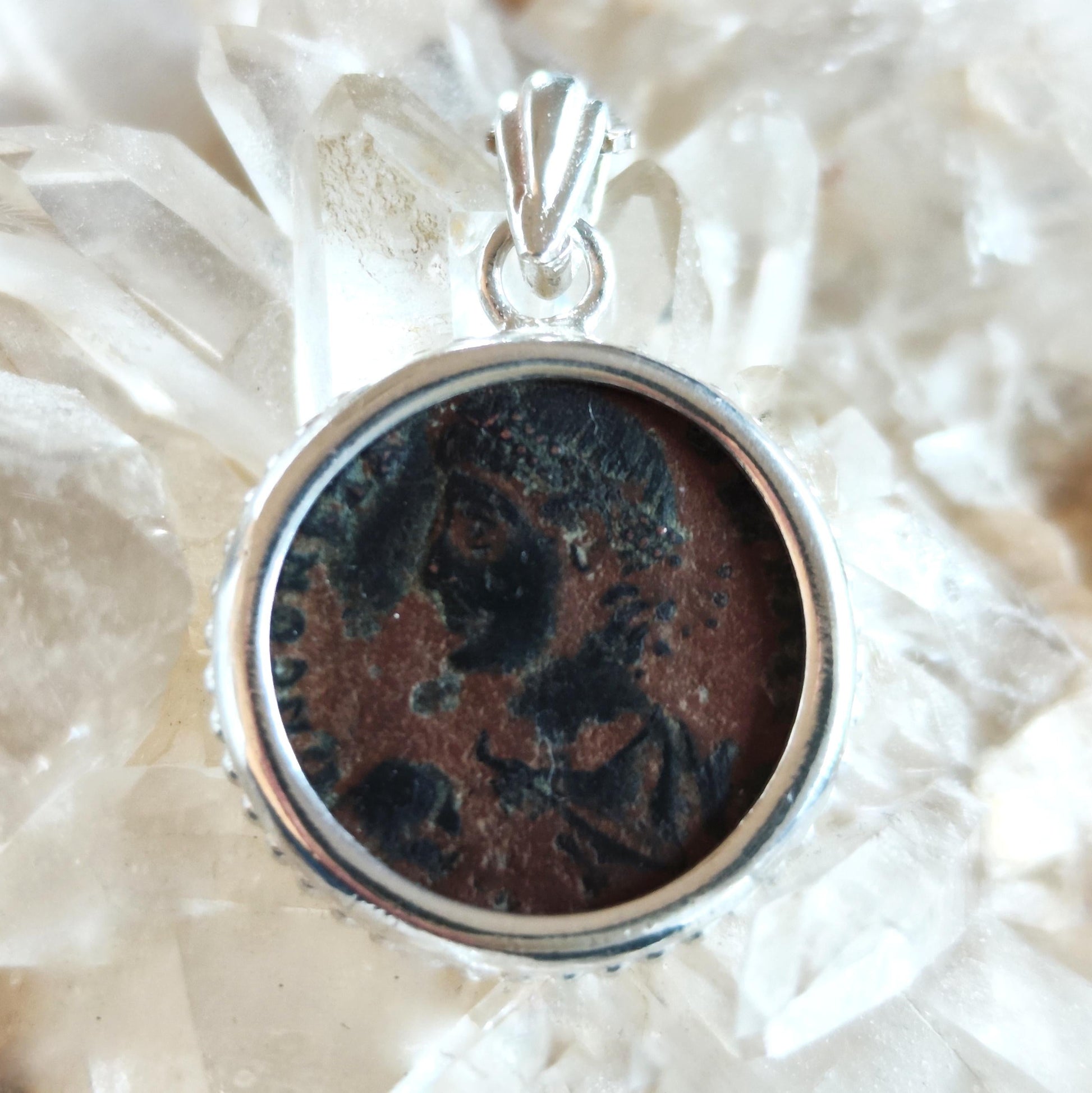 Antique Roman Coin Silver Necklace: Son of Constantine Medallion, Ancient Constans Constantius II Pendant Barr Designs