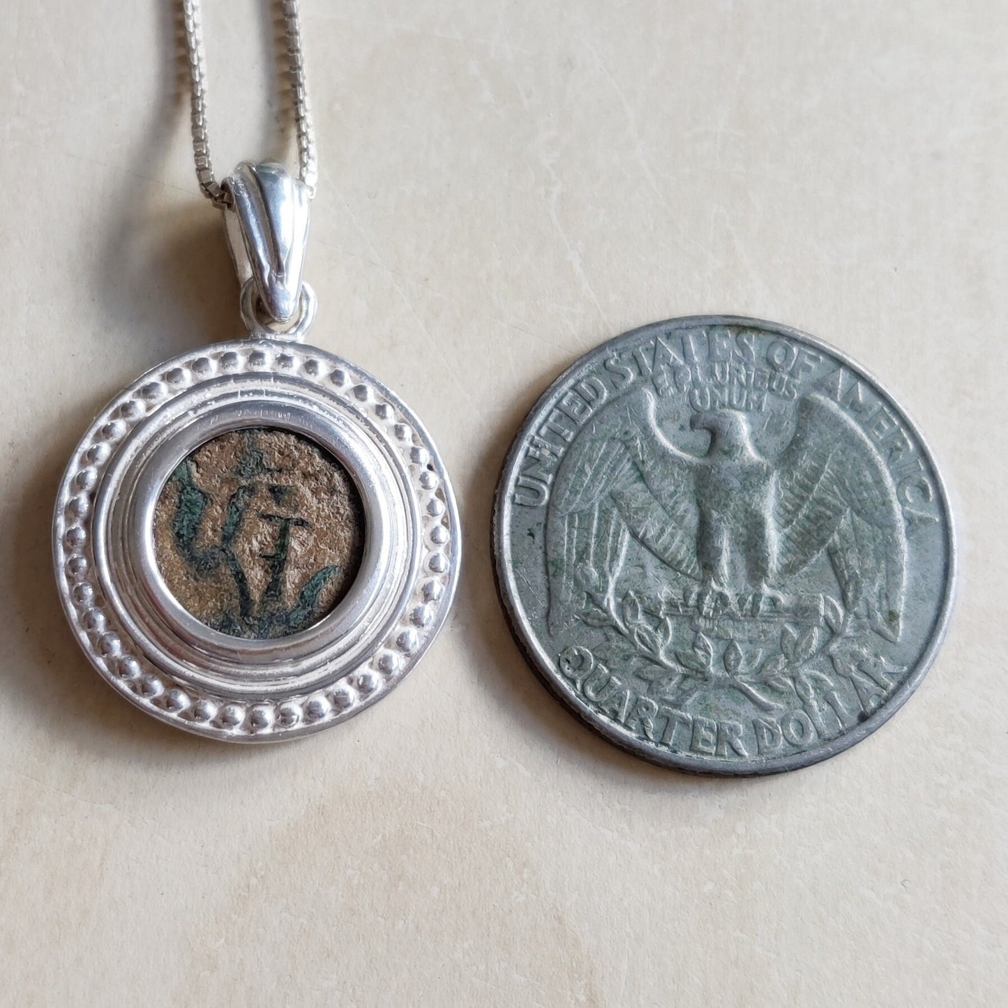 Bible Coin Necklace for History Lover, Genuine Biblical Widow's Mite Silver Pendant, Christian Gift for Men and Women