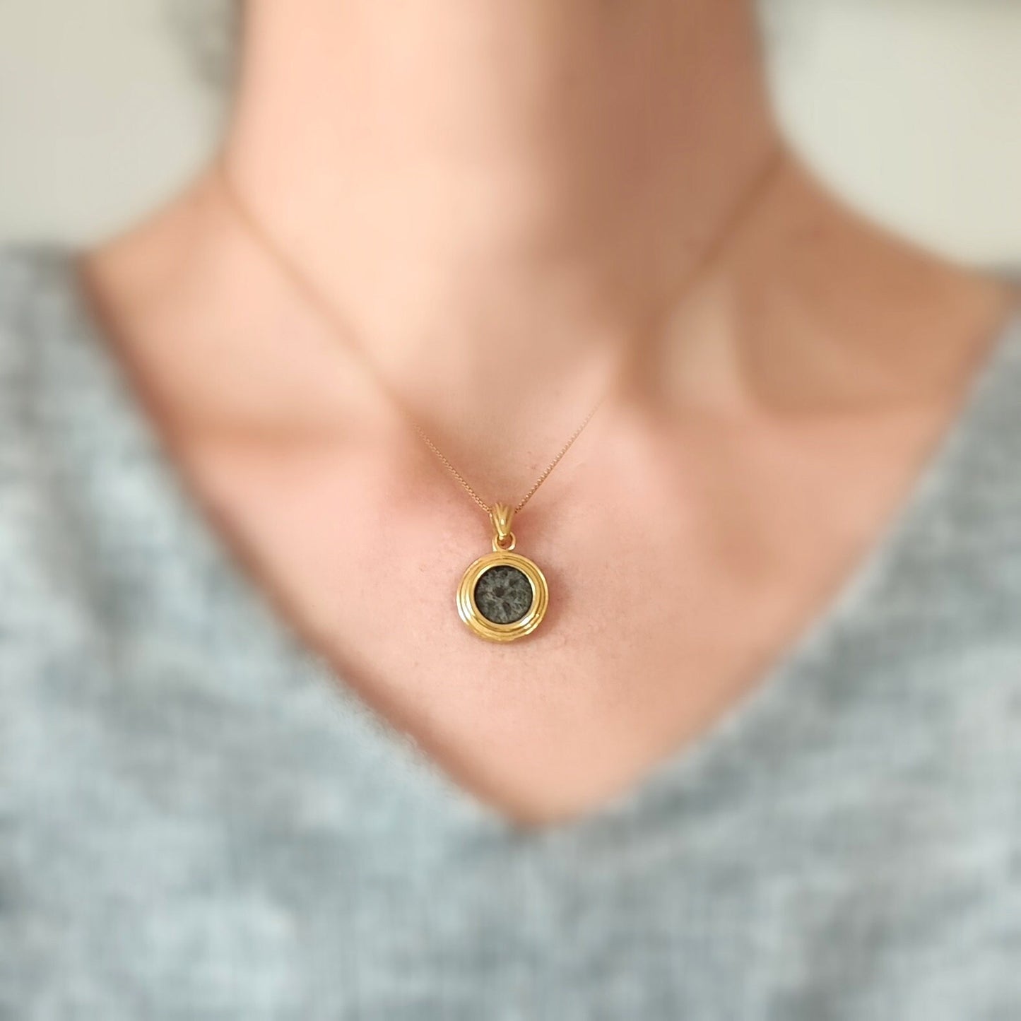 Authentic widow's mite coin necklace, Biblical Coin Medallion, Ancient Judea bronze Prutah, Christian Jesus jewelry, women vintage gift idea