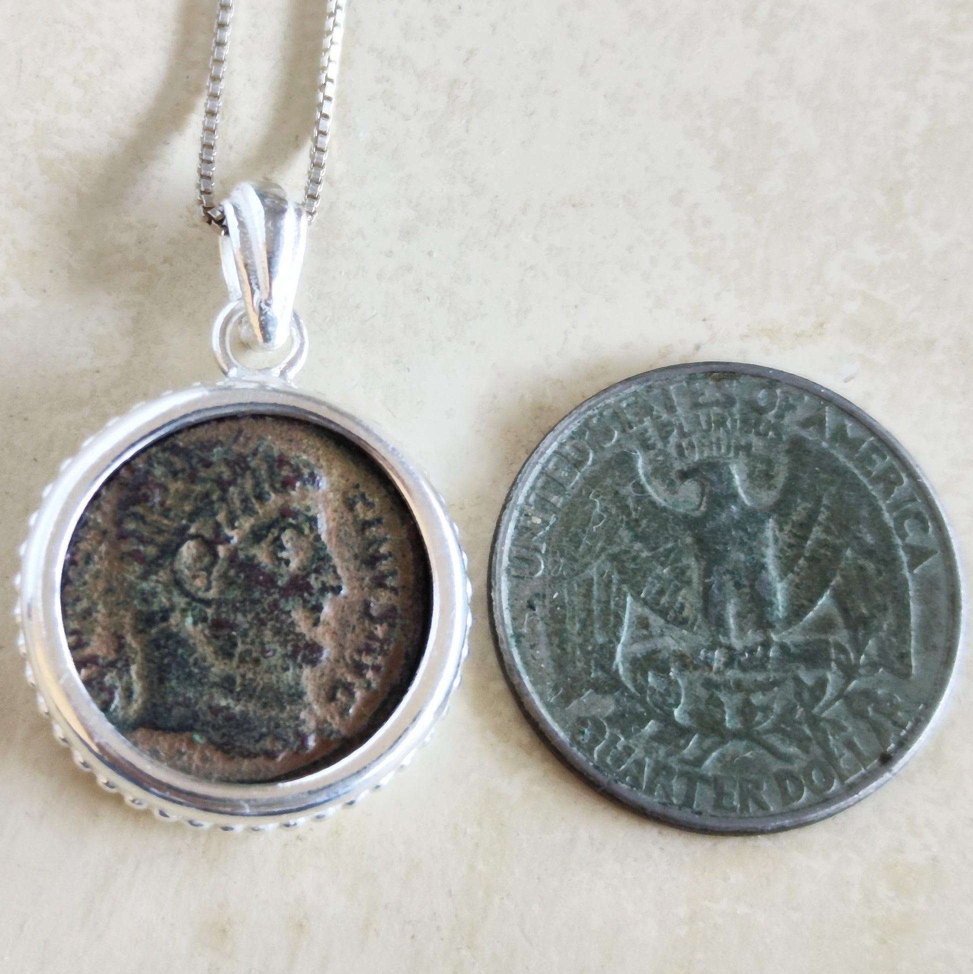 Genuine Constantine I Coin Necklace, Antique Roman Silver Medallion, History Gift Barr Designs