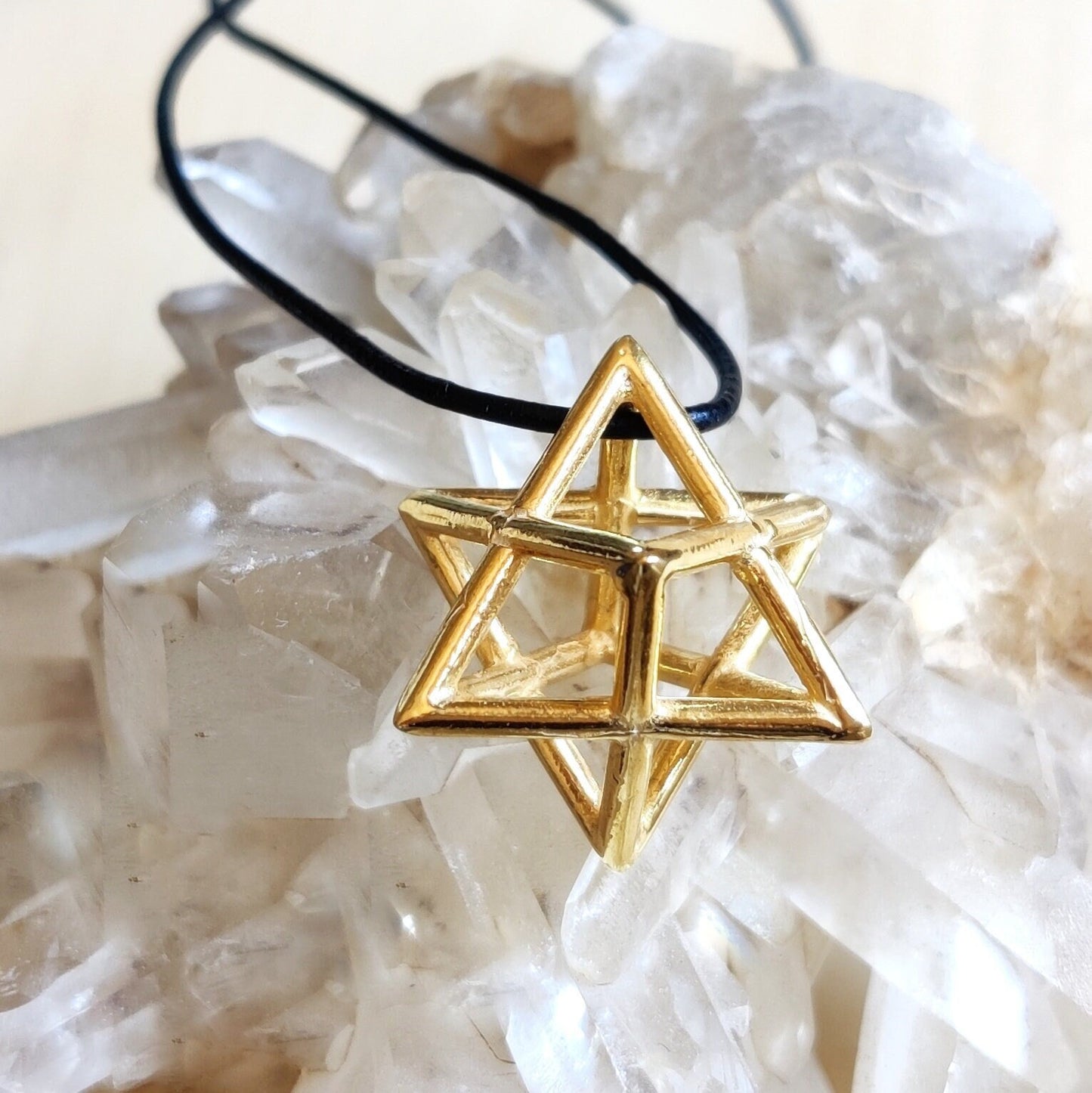 Extra Large Merkaba Necklace, Gold Plated Kabbalah Pendant, Sacred Geometry, Mystic Protection Jewelry, Jewish Star Jewelry, Energy Necklace