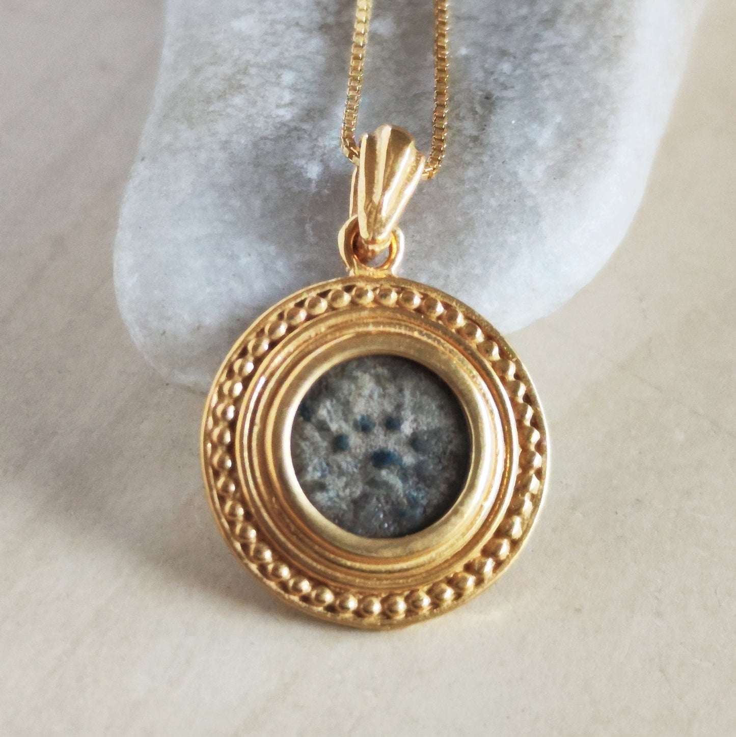 Biblical Widow's Mite Coin Gold Plated Necklace, Christian Coin Medallion, Antique New Testament Pendant, Jesus Ancient Coin Jewelry gift