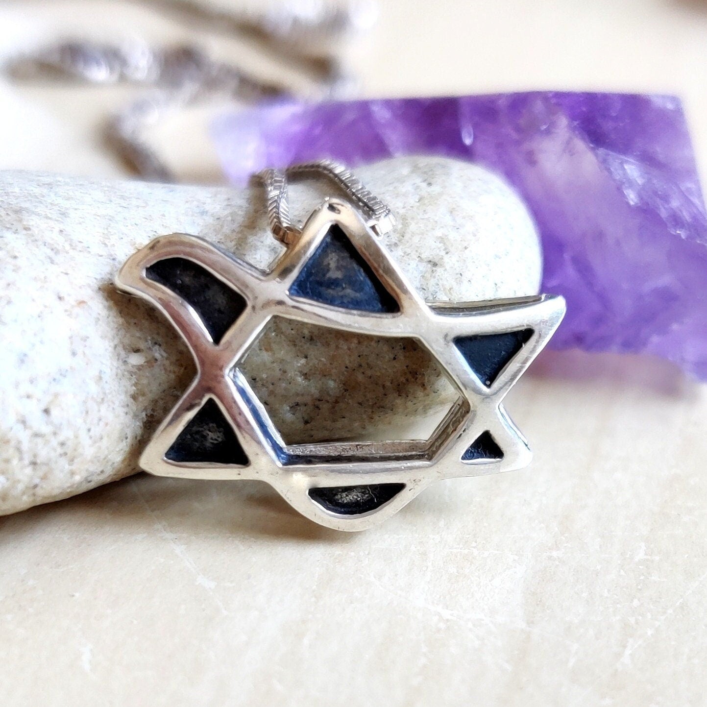 3D Sterling Silver Star of David Necklace: Peace Dove Pendant Barr Designs