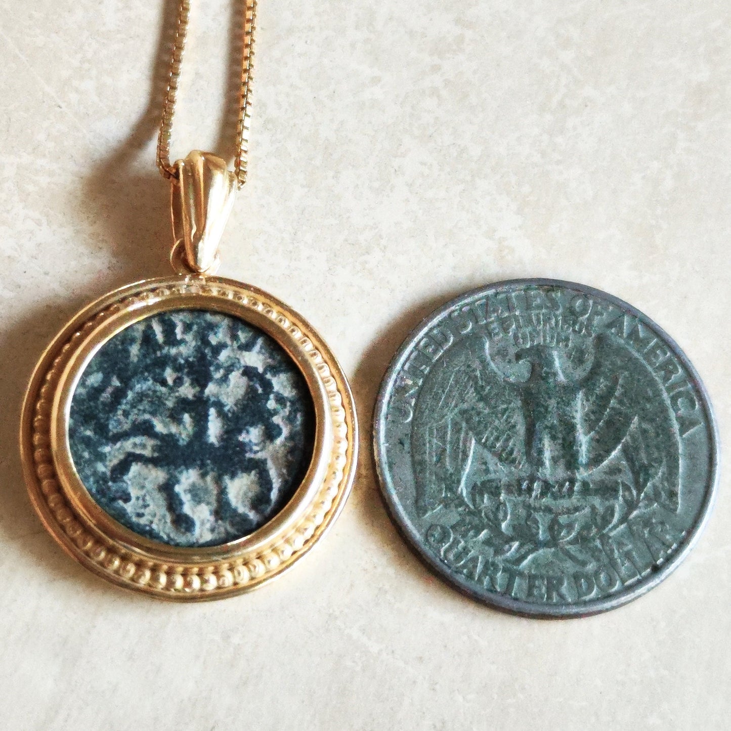 Authentic Crusader Coin Necklace, Horse Coin Gold Plated Pendant, Christian Latin Cross Pendant, Knights Templar Jewelry, Vintage Necklace