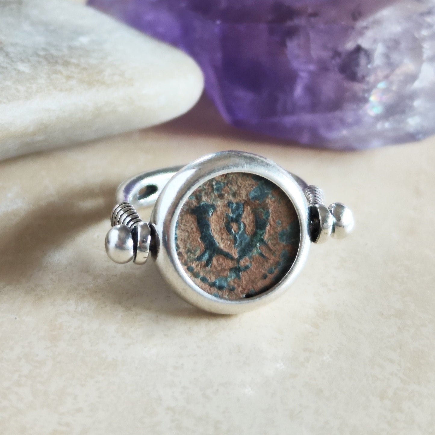 Biblical Prutah Coin Ring: Antique King Herod I, Sterling Silver Swivel Ring, Size 8 Barr Designs
