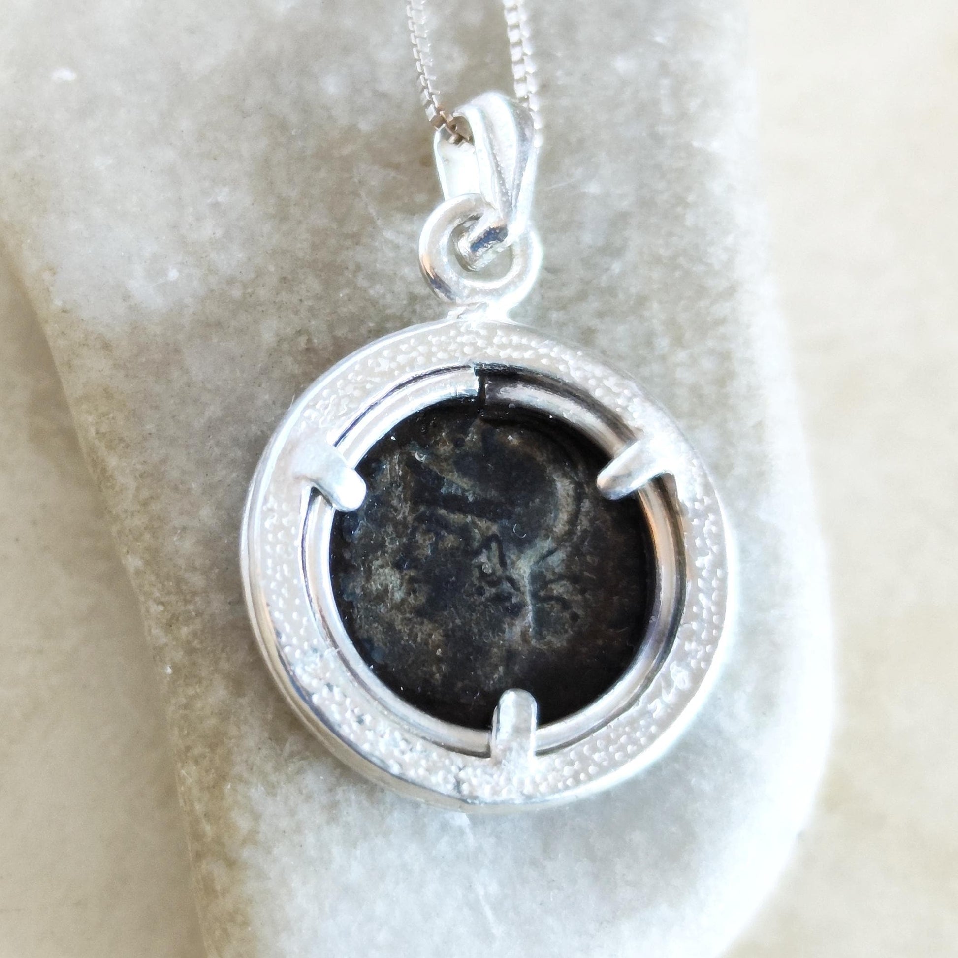 Romulus and Remus She Wolf Necklace: Ancient Roman Coin, Sterling Silver Barr Designs
