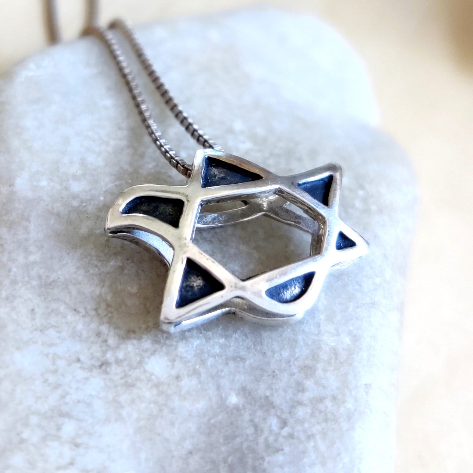 3D Sterling Silver Star of David Necklace: Peace Dove Pendant Barr Designs