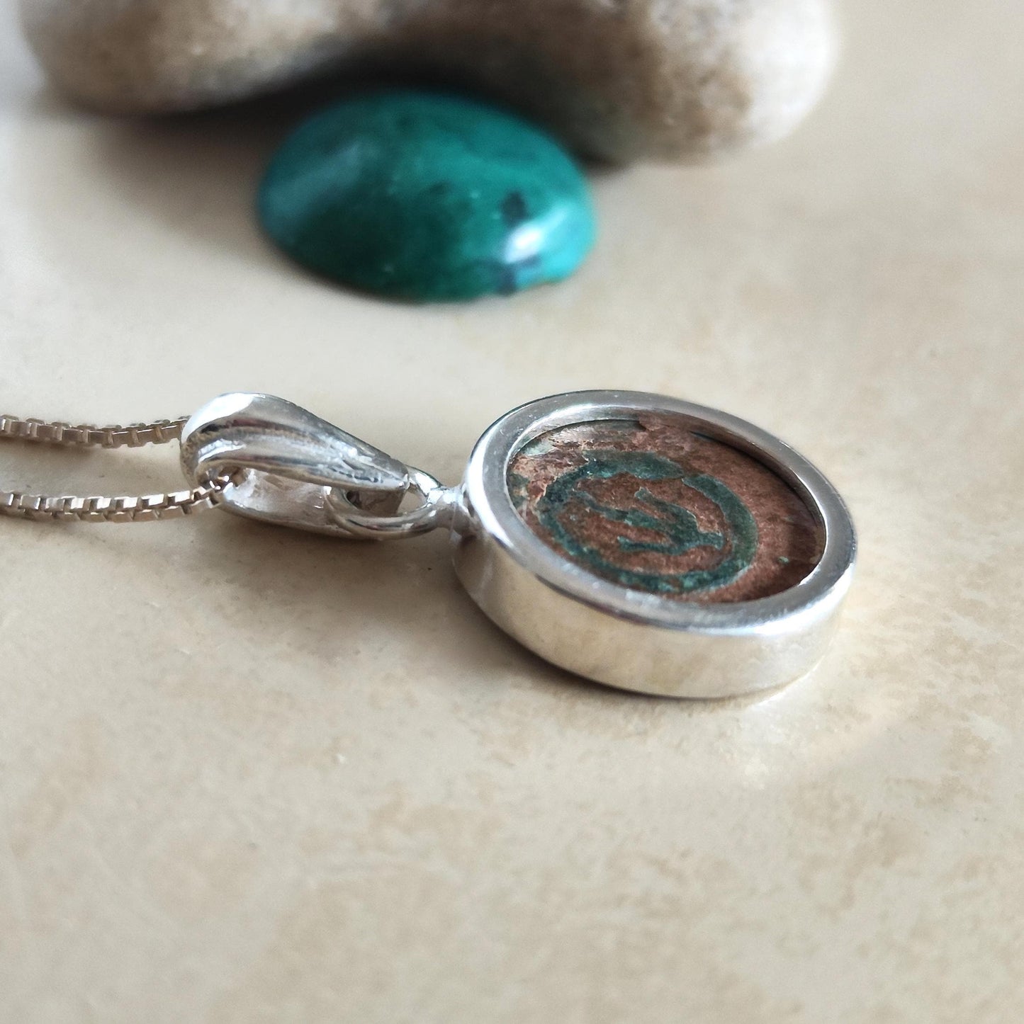 Christian Artifact Silver Pendant for Men, Ancient Judean Widow’s Mite Necklace, Jesus Poor Widow Story Jewelry