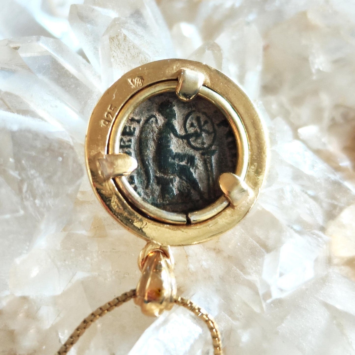Ancient Roman Christian Coin Necklace: Empress Aelia Eudoxia Orthodox Medallion, Gold Plated Barr Designs