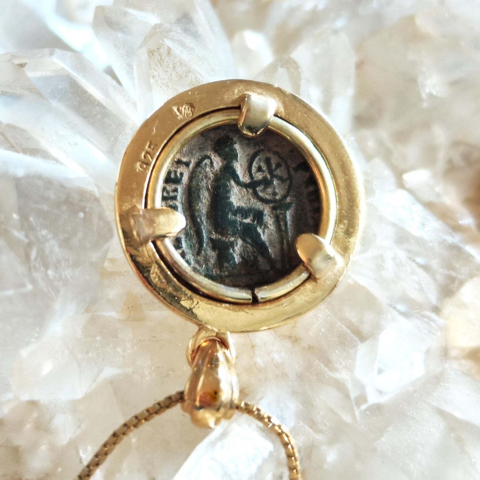 Ancient Roman Christian Coin Necklace: Empress Aelia Eudoxia Orthodox Medallion, Gold Plated Barr Designs