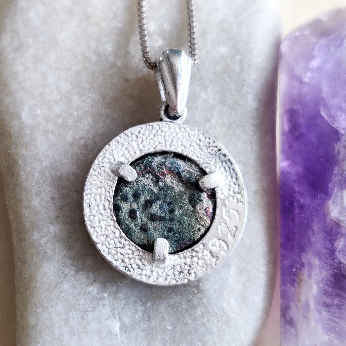 Widow Mite Coin Pendant: Sterling Silver Christian Necklace, Ancient Israeli Jewelry Barr Designs