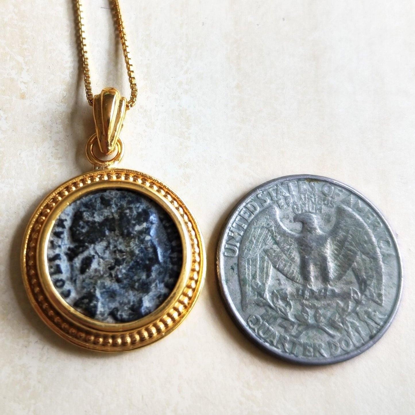 Authentic Certified Roman coin necklace, Antique Constantine the Great medallion, Emperor pendant, Vintage coin jewelry, unisex gift idea