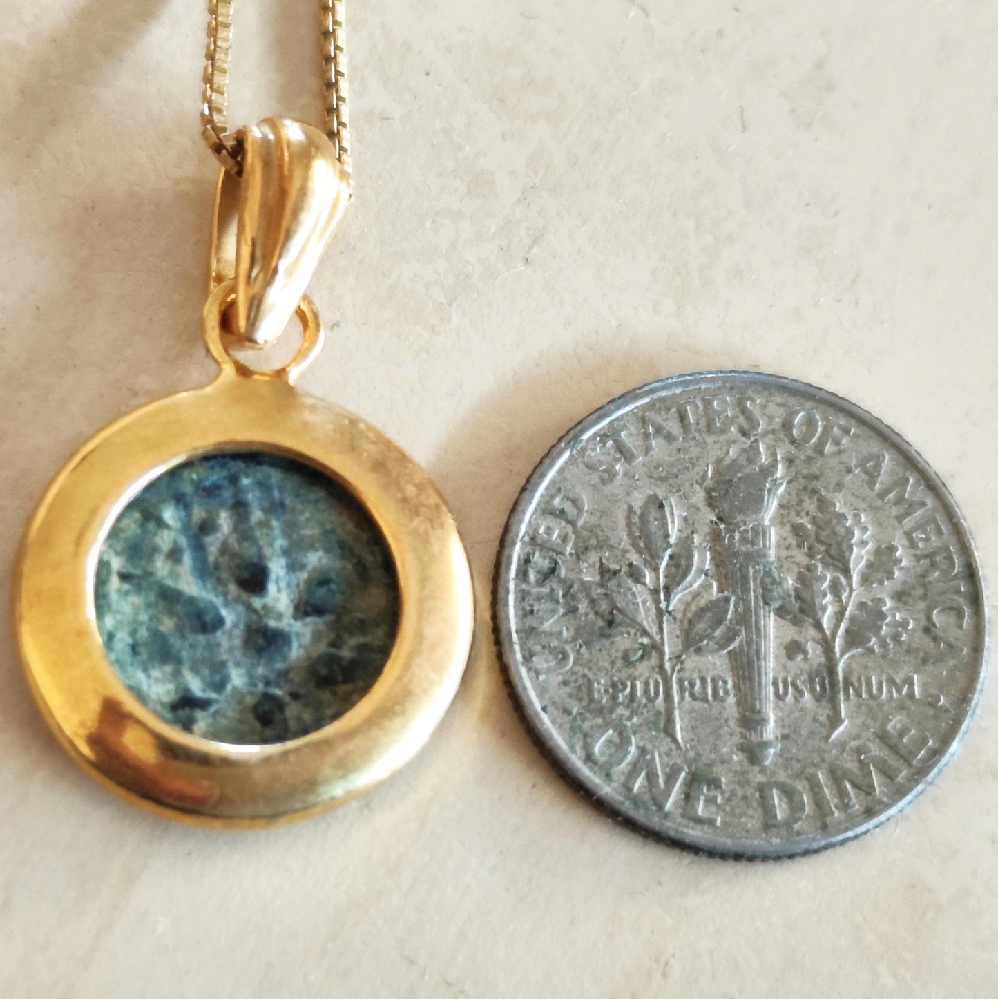 Antique Widow's Mite Coin Pendant: 18K Gold Plated Sterling Silver, Bible Gift Barr Designs