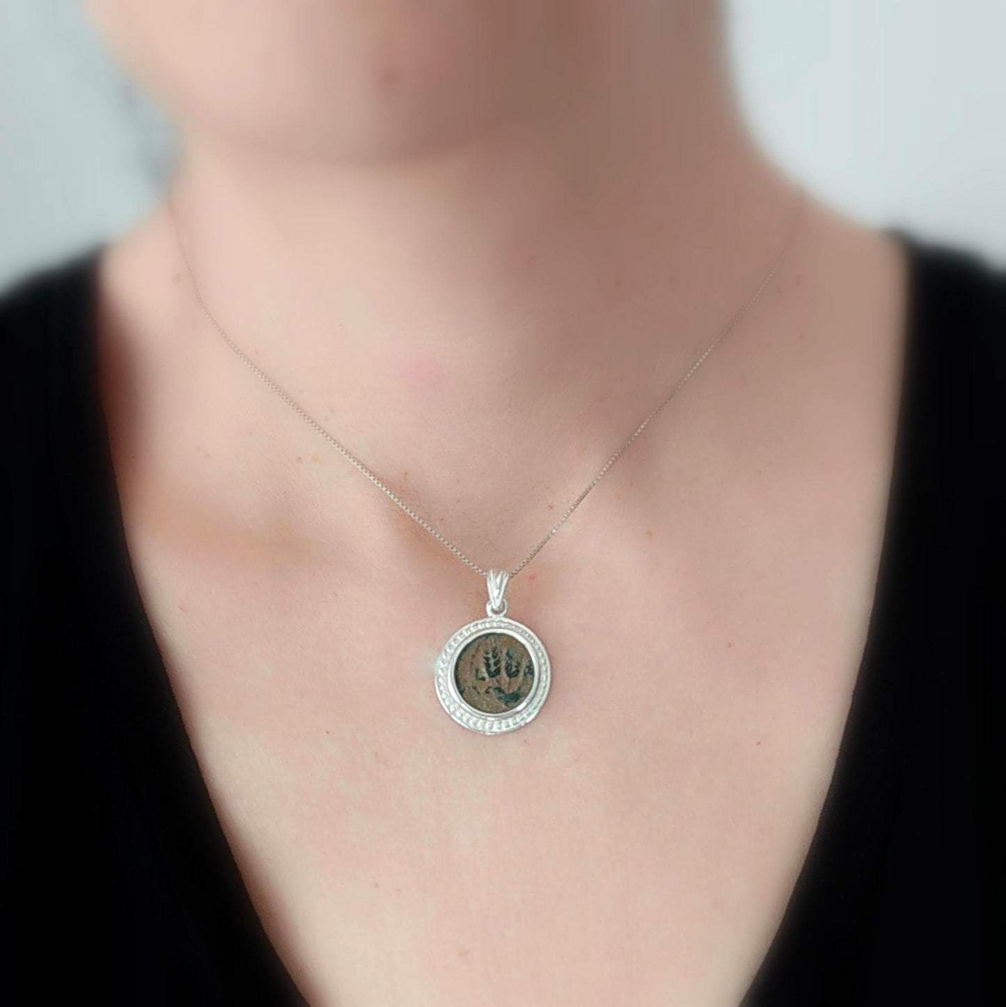 Ancient Jewish Roman coin silver Medallion, Certified King Herod Agrippa Coin Pendant