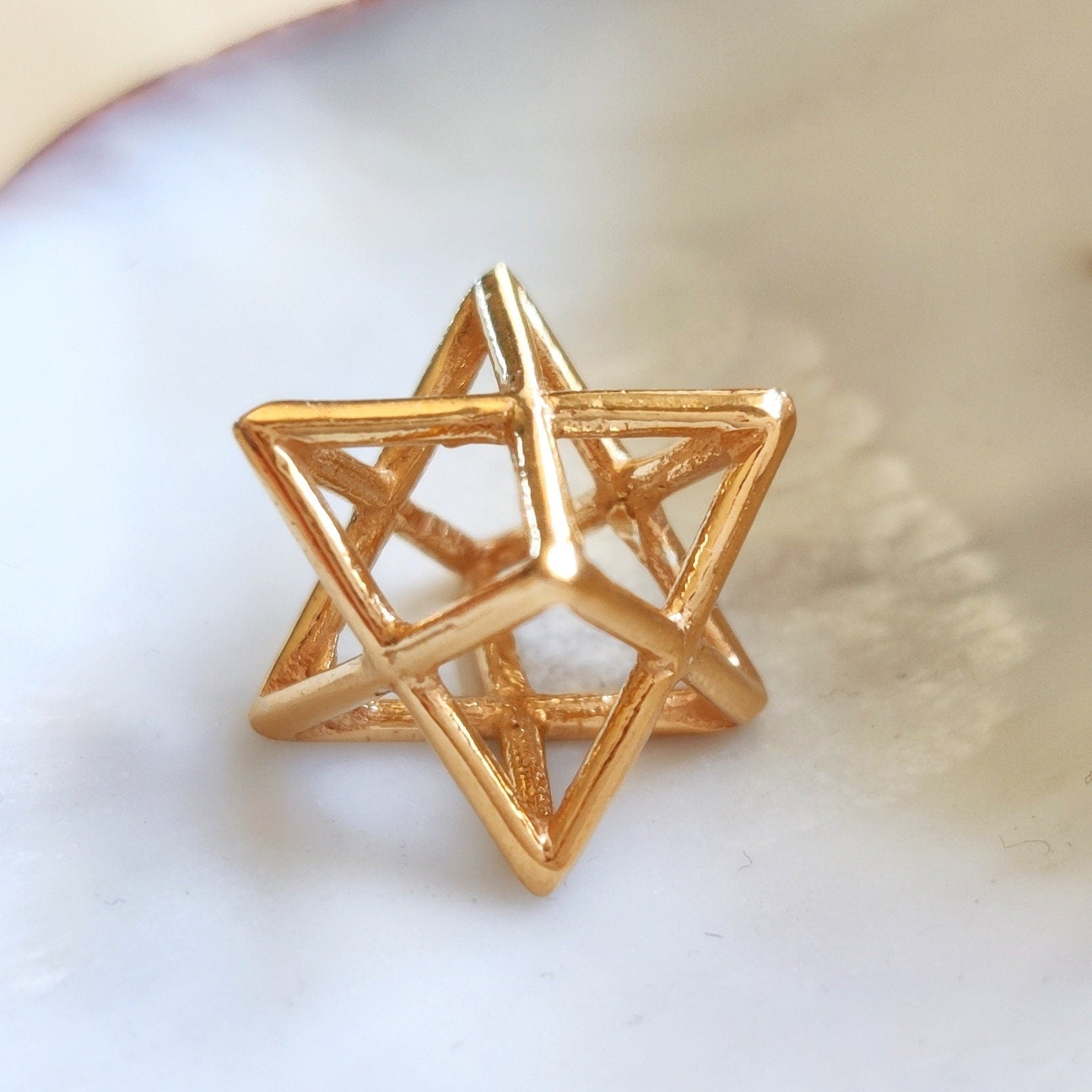 Gold Plated Silver Merkaba Pendant: Sacred Geometry Small Charm Barr Designs