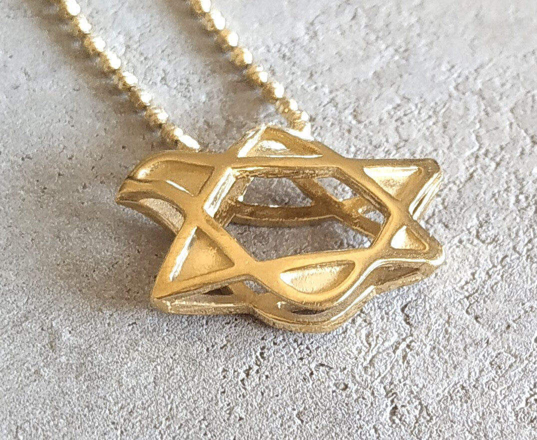 Gold Star of David Necklace: Sterling Silver Dove Pendant, Jewish Gift Barr Designs