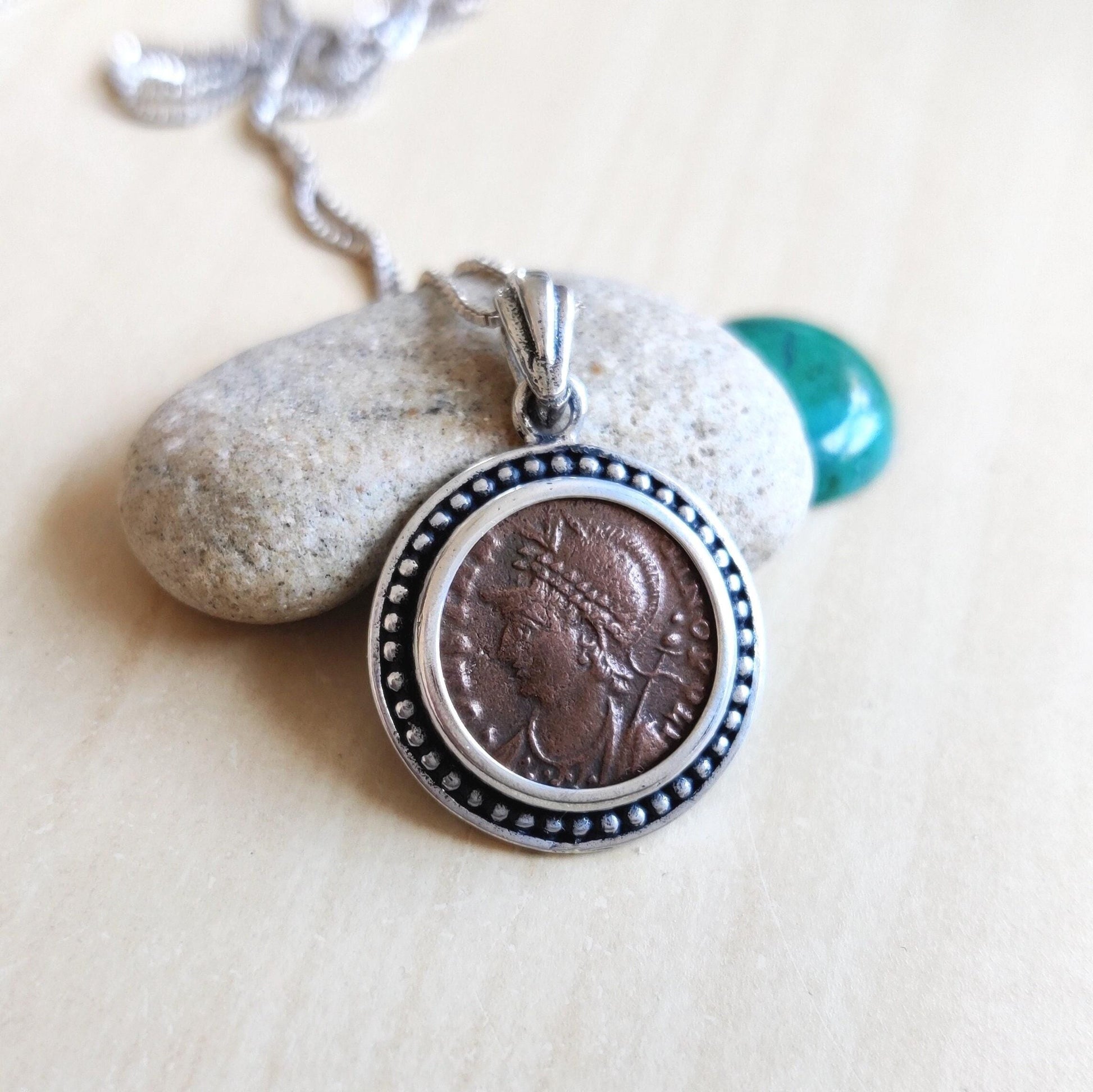 Constantius II Roman Coin Necklace: Sterling Silver Medallion Pendant Barr Designs