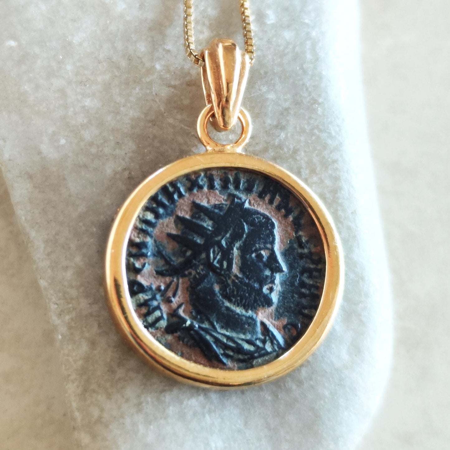 Genuine Roman Coin of Emperor Maximianus Pendant,  Ancient Coin Medallion Necklace, Roman Empire  Statement Necklace