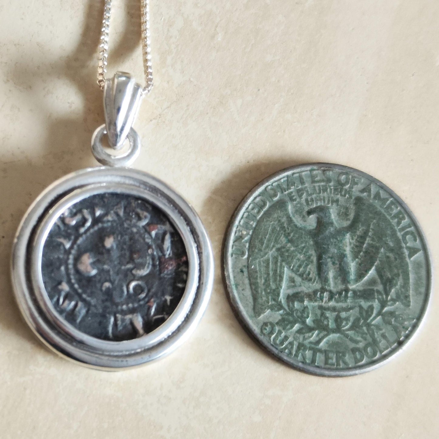 Medieval Crusader Cross Coin Silver Necklace, 1st Crusade France Coin, Christian Medallion Pendant, Gift Idea for Men