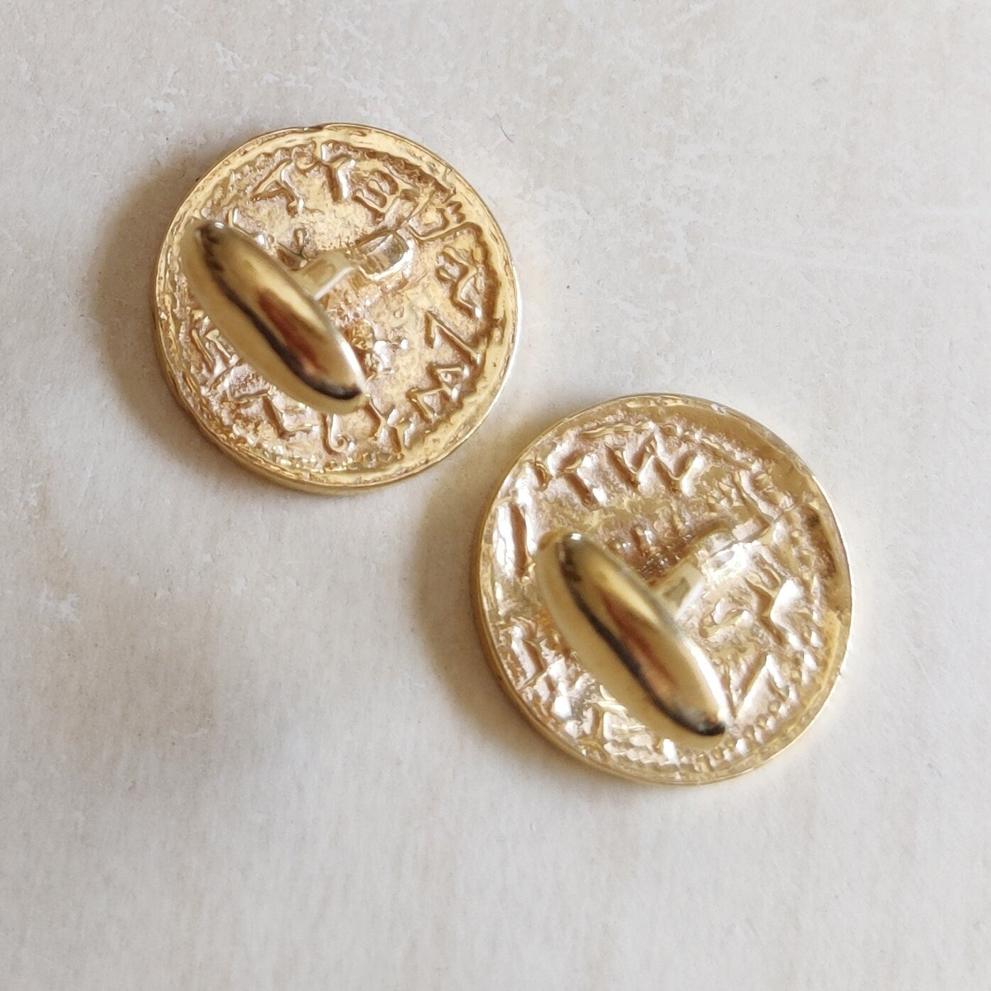 Gold Plated Coin Cufflinks, Jewish Revolt Half Shekel Replica, Israeli Jewelry Barr Designs