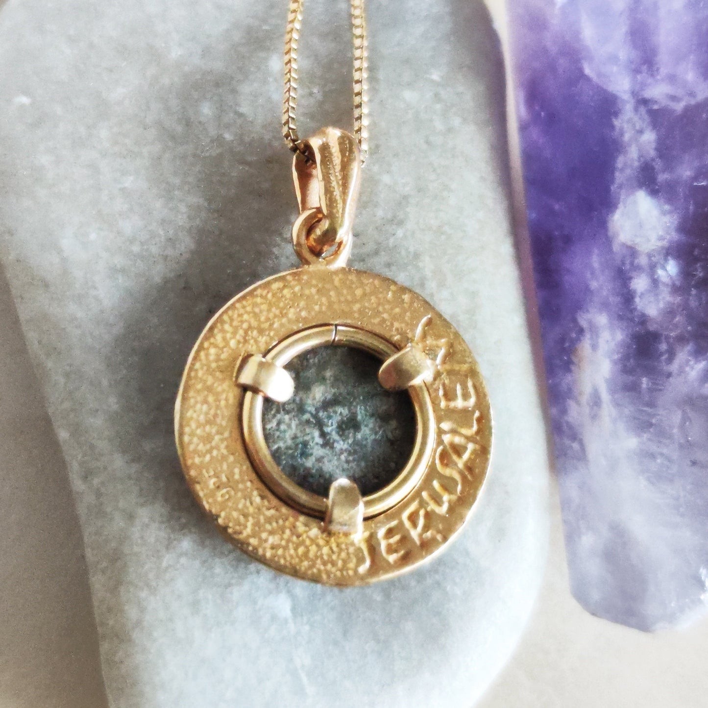 Biblical Widow's Mite Coin Gold Plated Necklace, Christian Coin Medallion, Antique New Testament Pendant, Jesus Ancient Coin Jewelry gift