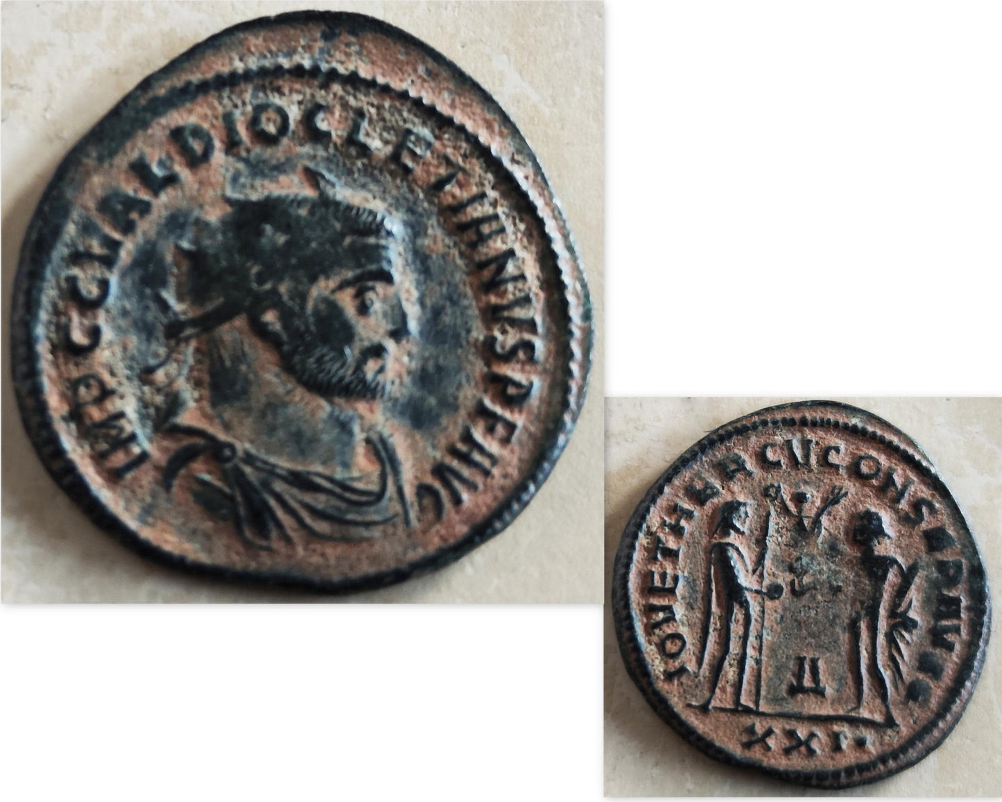 Authentic Certified Roman Emperor Diocletian Coin Necklace, Antique Silver Unisex Medallion Barr Designs