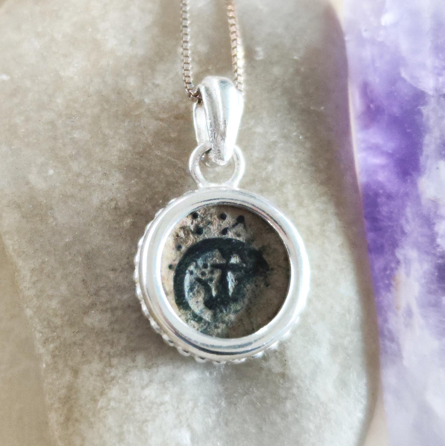 Jesus Time Coin Jewelry, Bible Mark 12:41 Widow Mite Necklace, Ancient Judean Coin Pendant for Christian