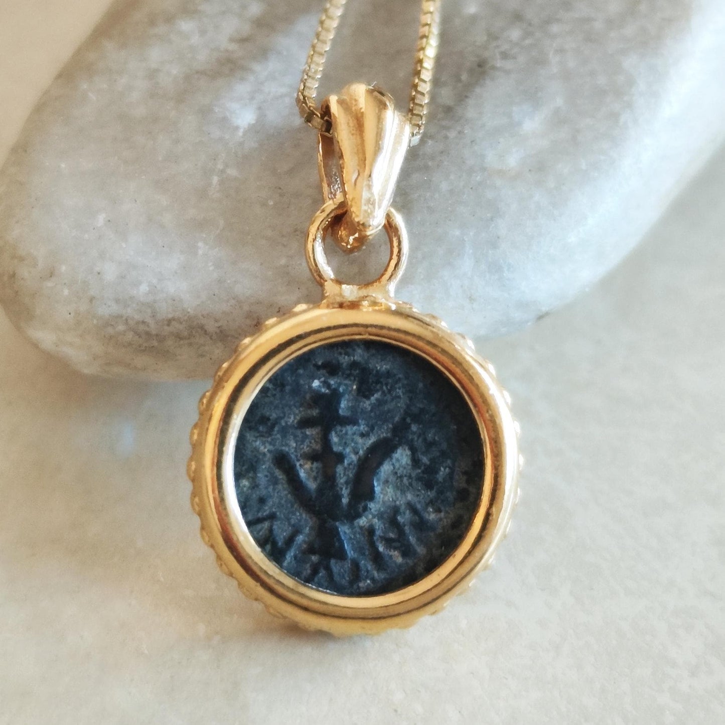 Widow's Mite Coin Necklace: Authentic Biblical Small Pendant in 18K Gold & Sterling Silver Barr Designs