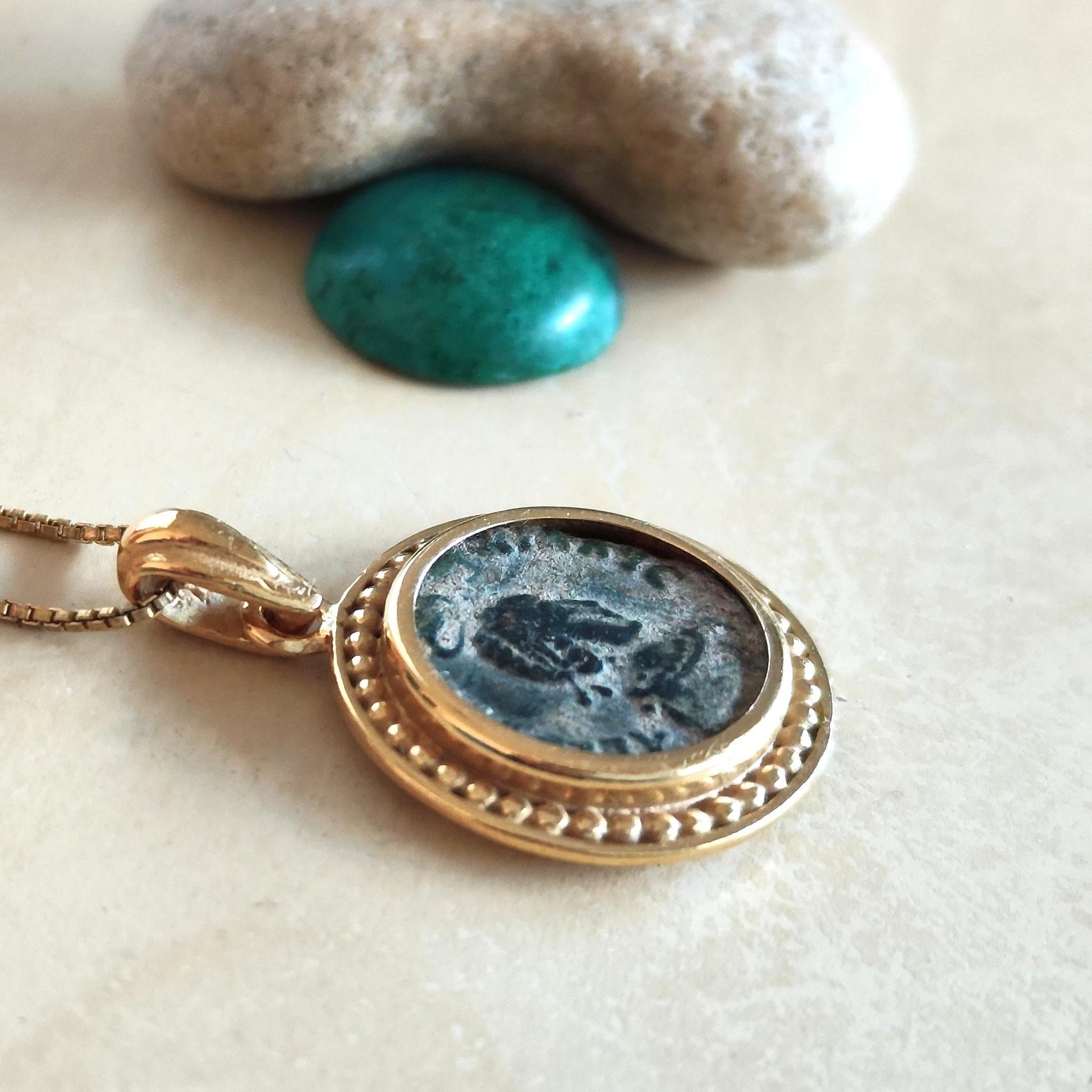 Ancient Roman Christian Coin Necklace: Empress Aelia Eudoxia Orthodox Medallion, Gold Plated Barr Designs