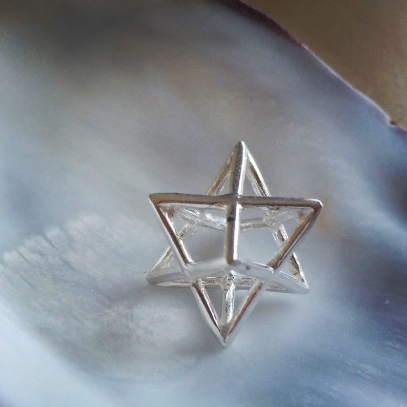 Sterling Silver Merkaba Necklace: Kabbalah Jewish Jewelry, Protection Star Tetrahedron Barr Designs
