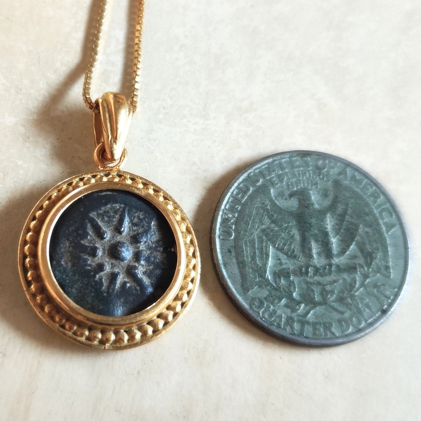 Authentic widow mite coin necklace, gold Plated large Medallion, Christian Jesus coin pendant, Ancient Judea Prutah, history Christmas gift