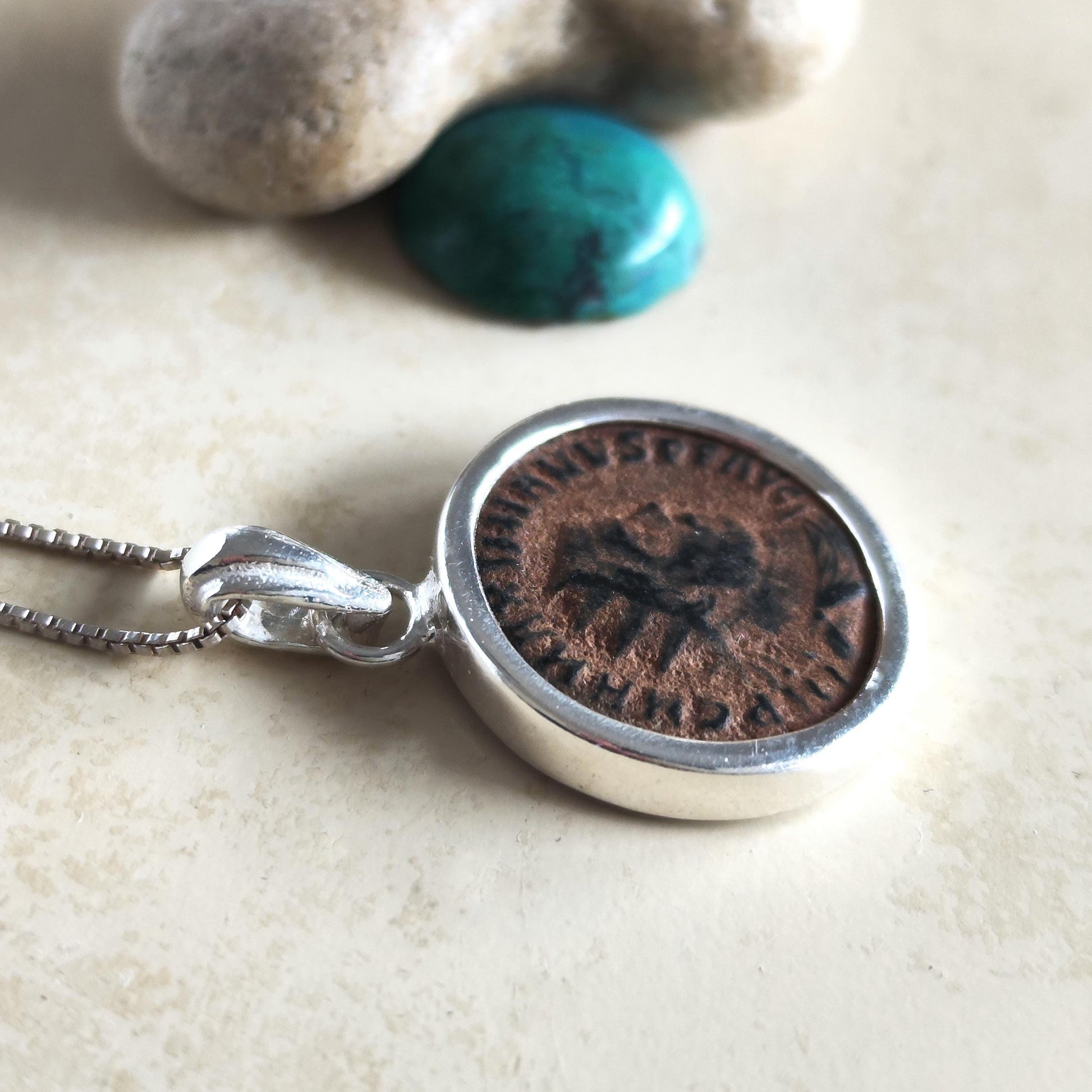 Ancient Roman Coin Pendant: Emperor Maximianus, Sterling Silver Medallion, Antique History Gift Barr Designs