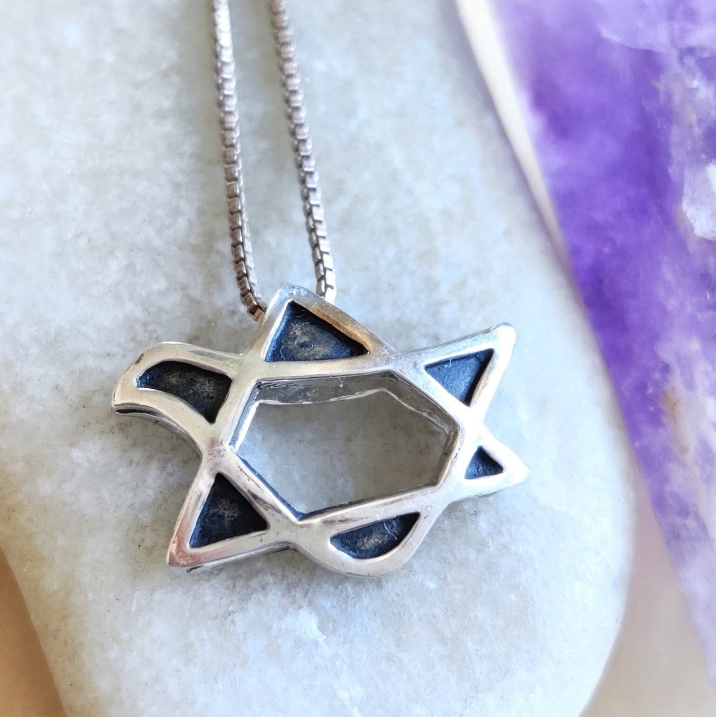 3D Sterling Silver Star of David Necklace: Peace Dove Pendant Barr Designs