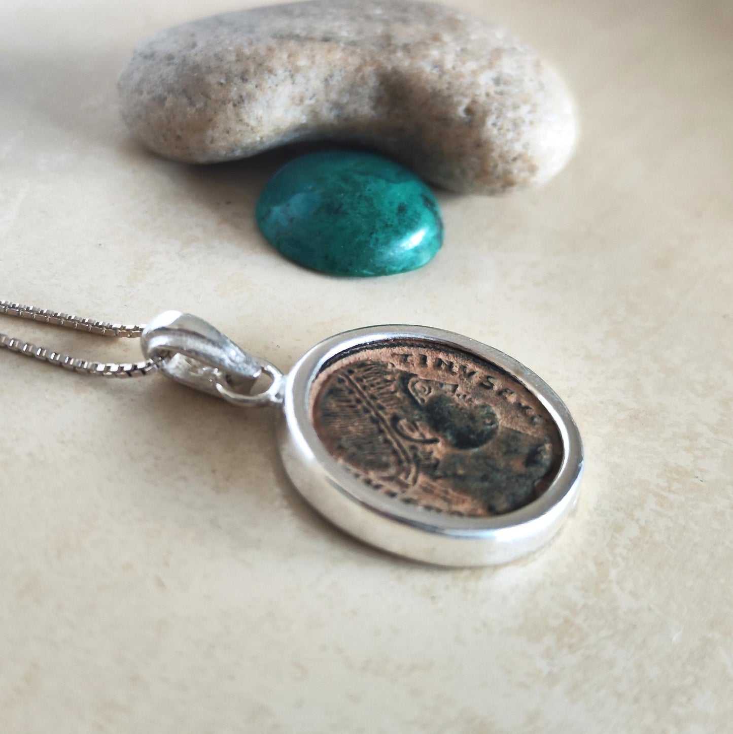Roman Constantine the Great Coin Necklace, Real Ancient Certified Coin Silver Pendant, Men Unisex Christian Medallion, Vintage Gift Idea