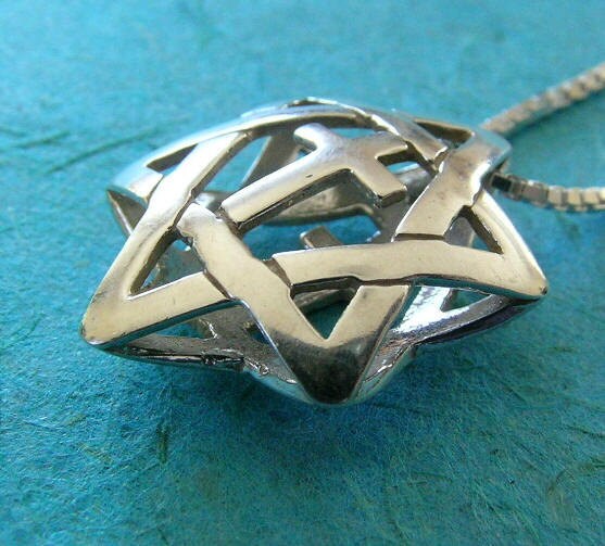 Sterling Silver Star of David with Cross Pendant: Messianic Interfaith Necklace Barr Designs