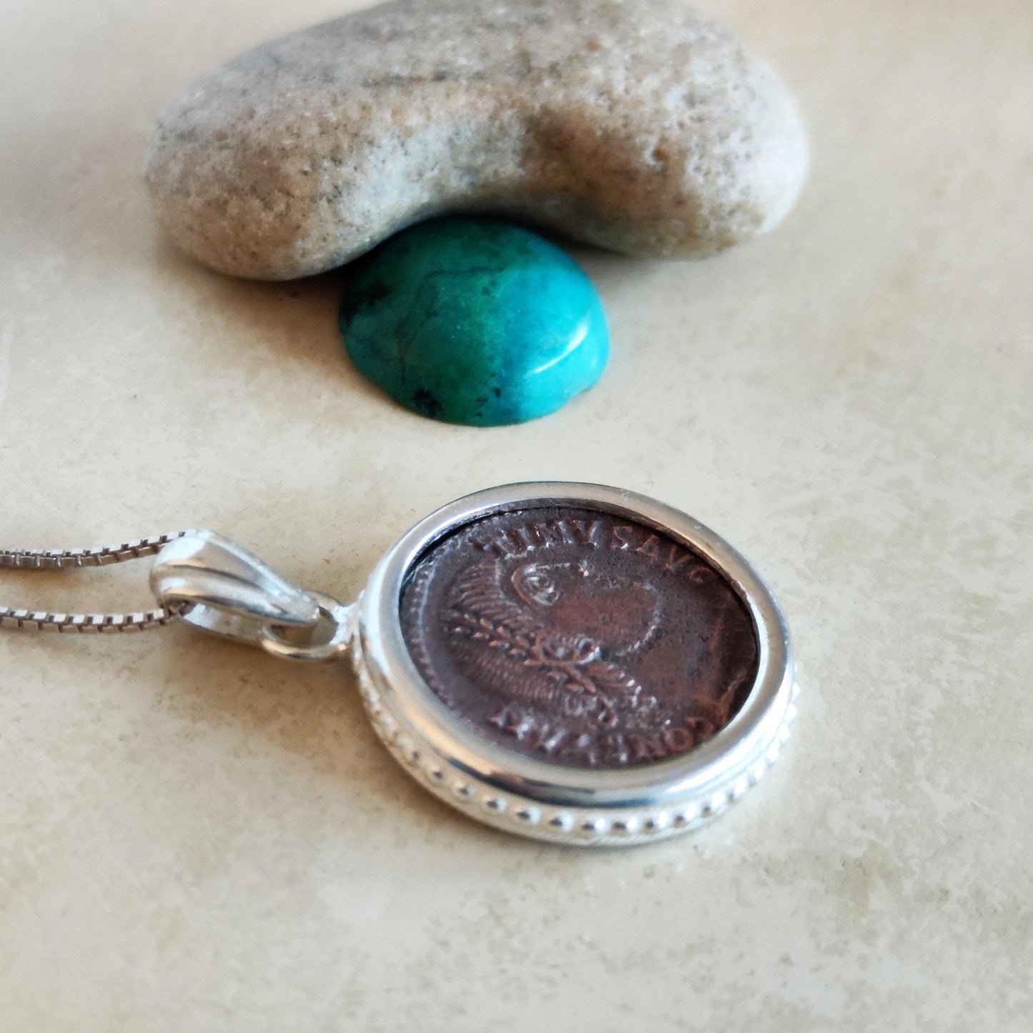 Ancient Constantine I Coin Necklace, Sterling Silver Pendant, History Gift Barr Designs