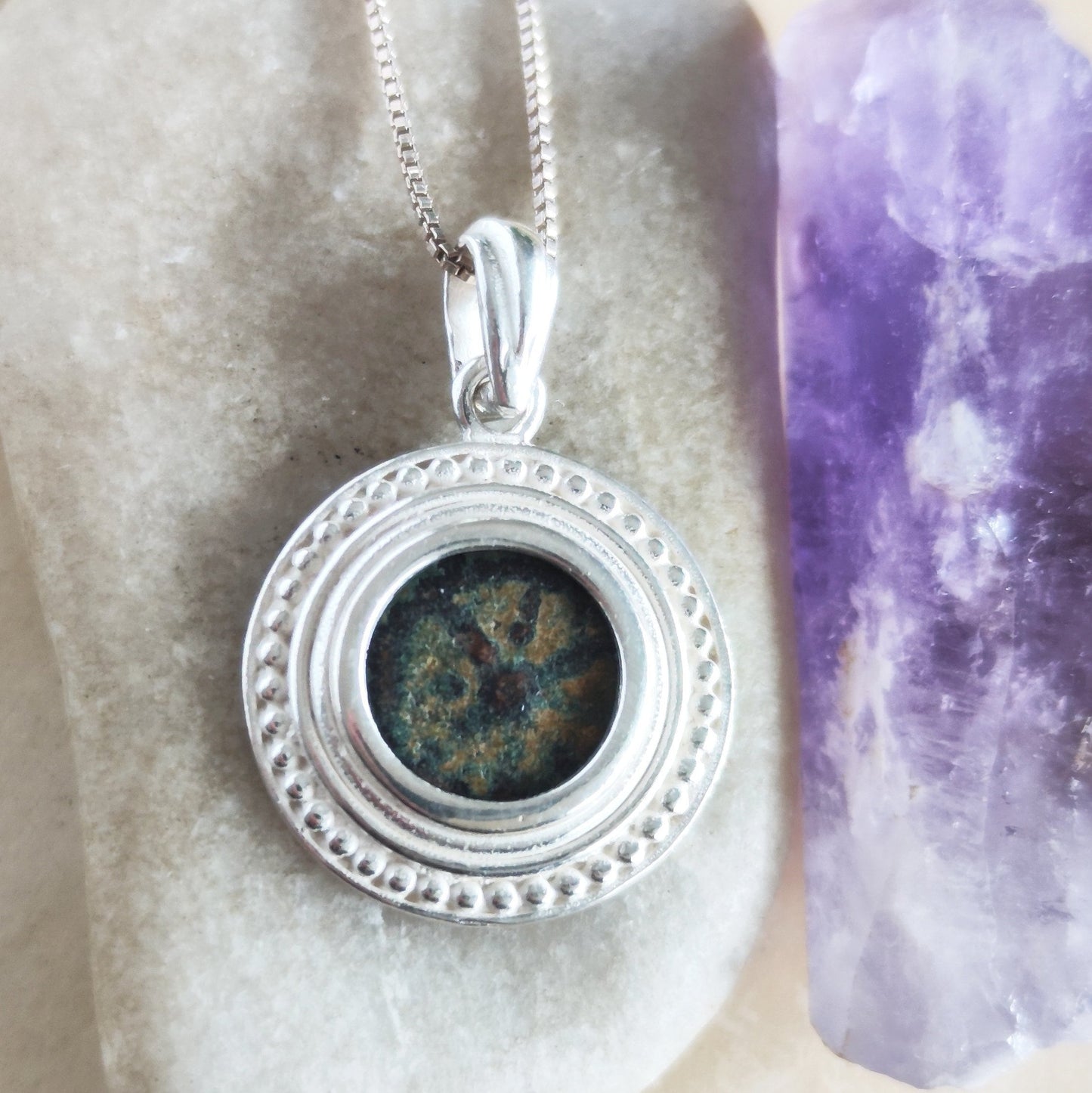Genuine Widow's Mite Pendant, Ancient Coin Silver Necklace, Jesus Christian Jewelry Barr Designs