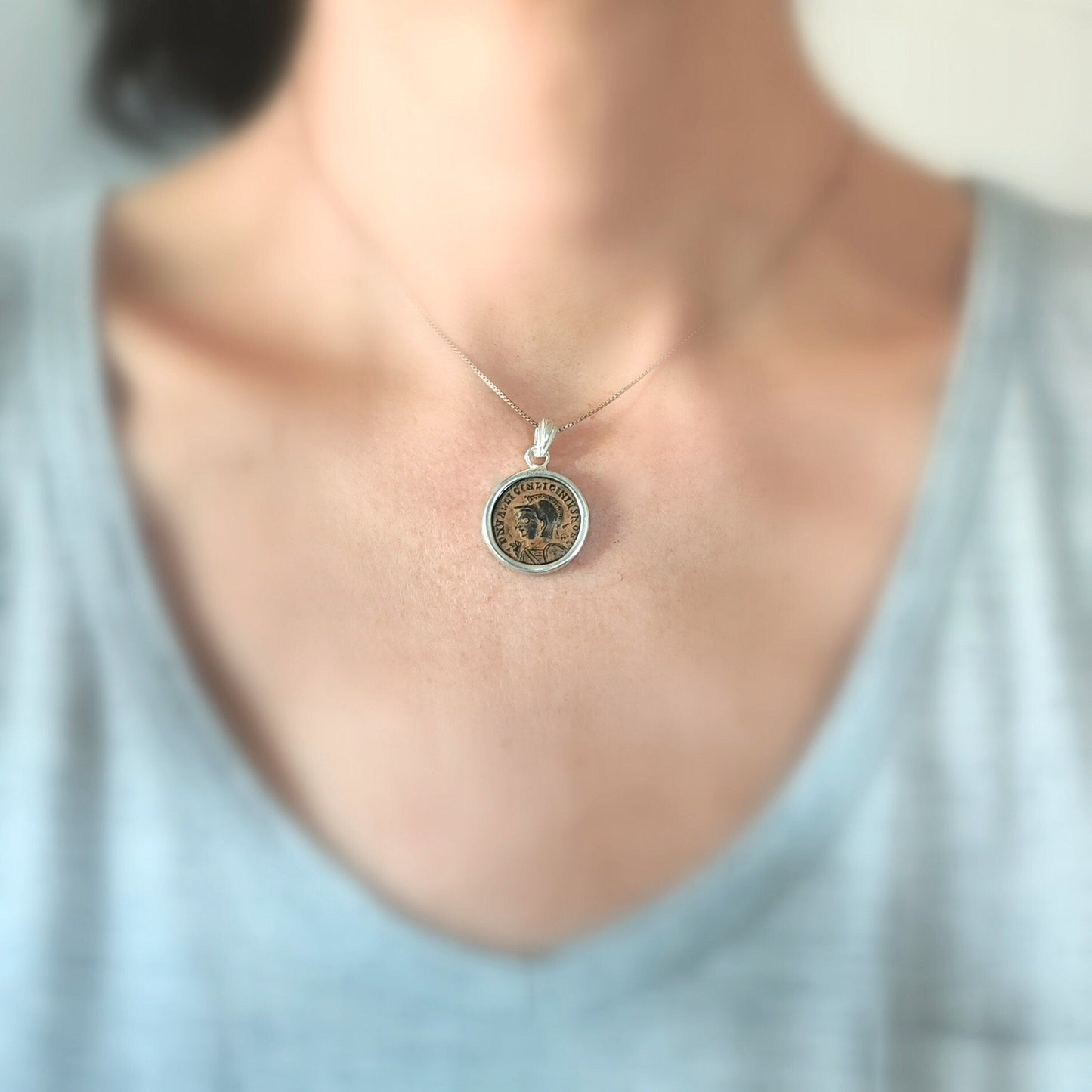 Roman Coin Necklace: Emperor Licinius I, Sterling Silver Medallion Barr Designs