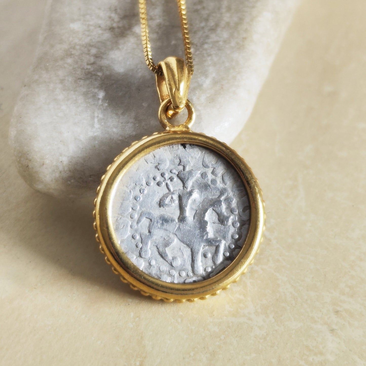 Ancient Medieval Silver Coin Necklace, Authentic Armenia Kingdom Horse Lion Coin, Christian Crusader Cross pendant, Vintage style jewelry