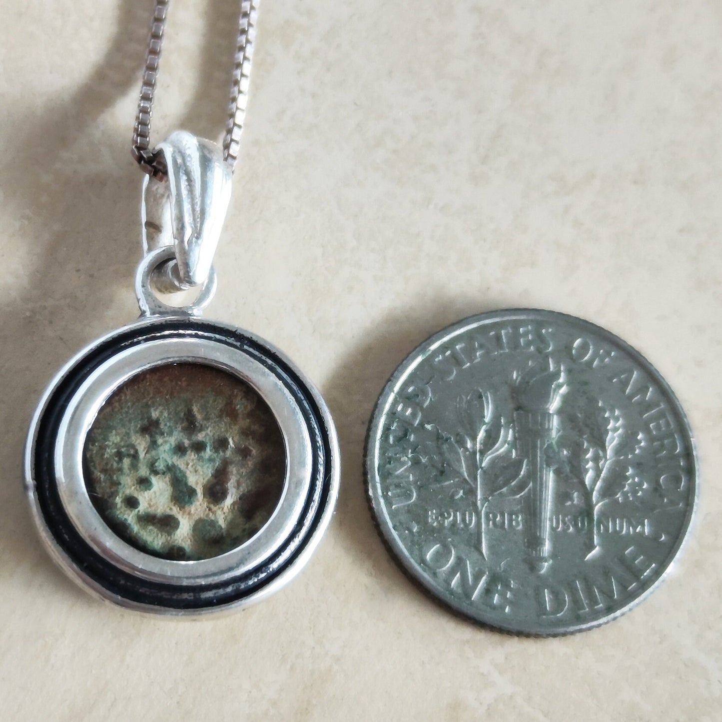 Bible Gift for Men, Widow's Mite Silver Pendant, Christian Faith Necklace, Vintage Necklace, Widow Mite Jewelry, Ancient Jesus Coin Pendant