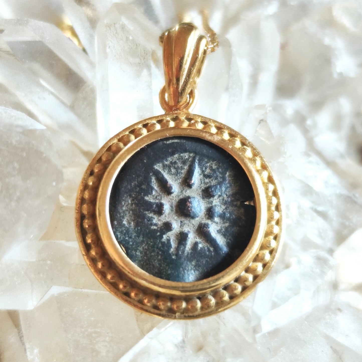 Authentic widow mite coin necklace, gold Plated large Medallion, Christian Jesus coin pendant, Ancient Judea Prutah, history Christmas gift